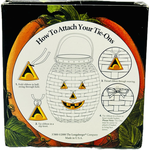 Longaberger Halloween Jack O Lantern Ceramic Face Tie-Ons with Ribbons Box 2000 - Picture 6 of 6
